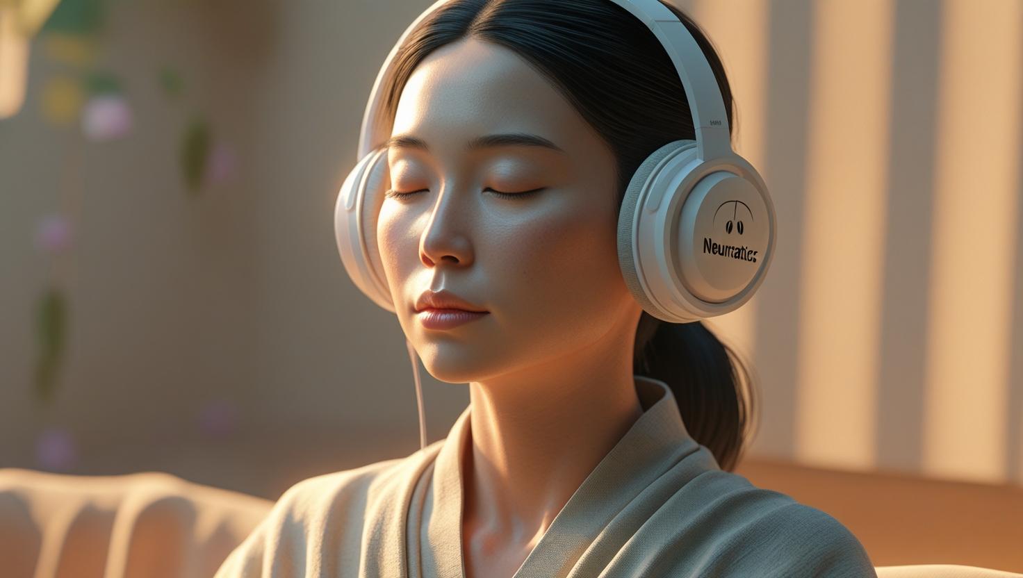 Person in deep meditation with Neuronatics headphones
